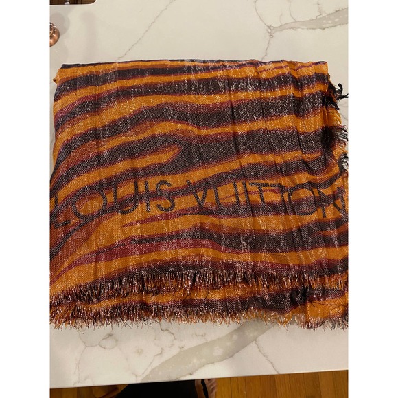 Louis Vuitton Stephen Sprouse Tiger Print Metallic Stole Scarf Dust Bag - Picture 1 of 4